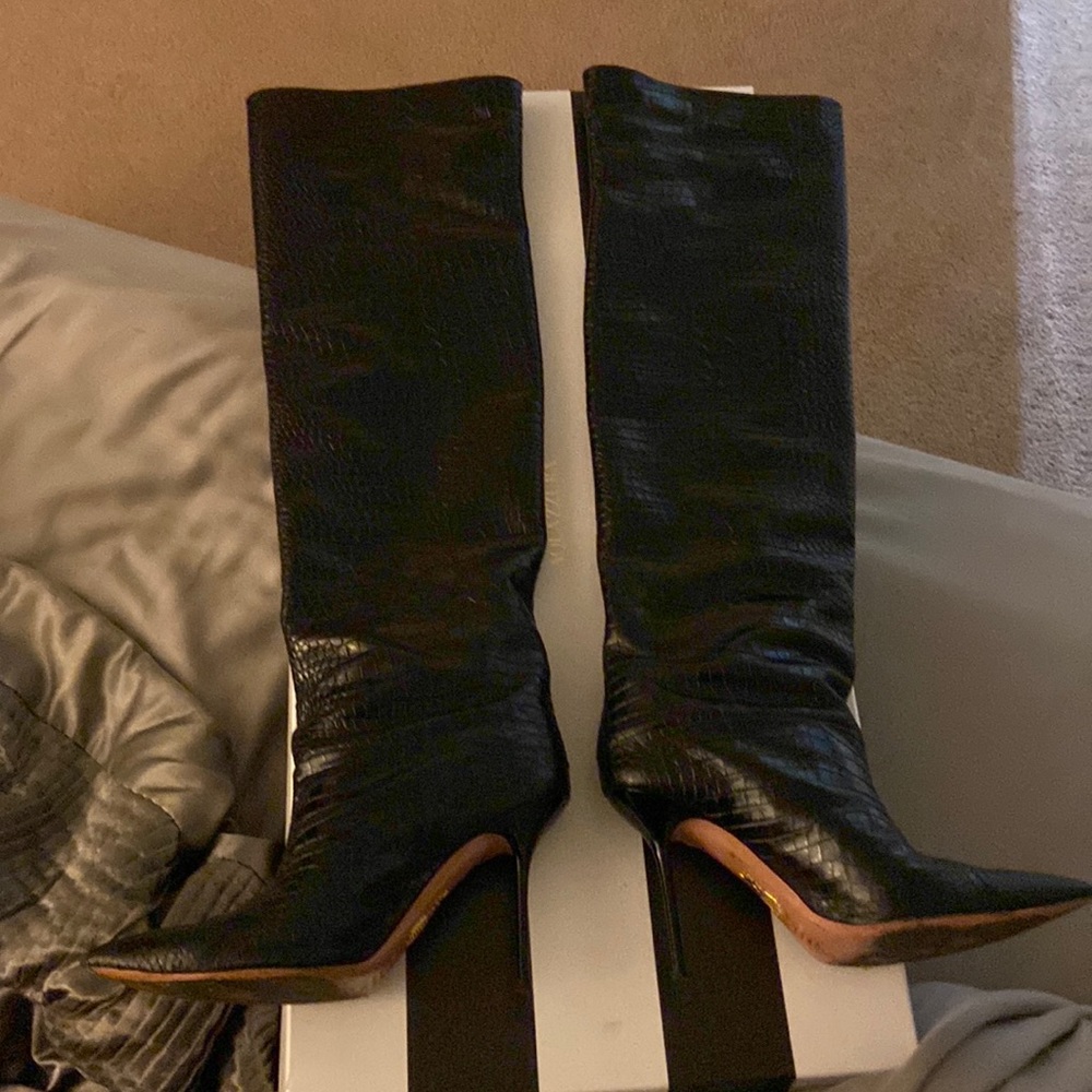 COPY - COPY - Aquazzura black crocodile leather over the knee boots size 11